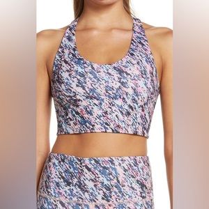 Nordstrom Zella Studio Lite Longline Sports Bra in Pink Silver Gallo Print